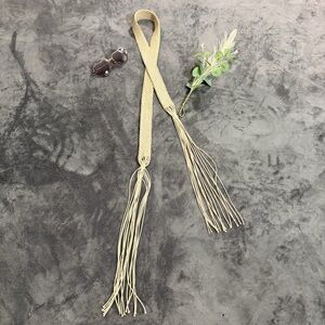 Chic Braided Tan Belt with Fringe